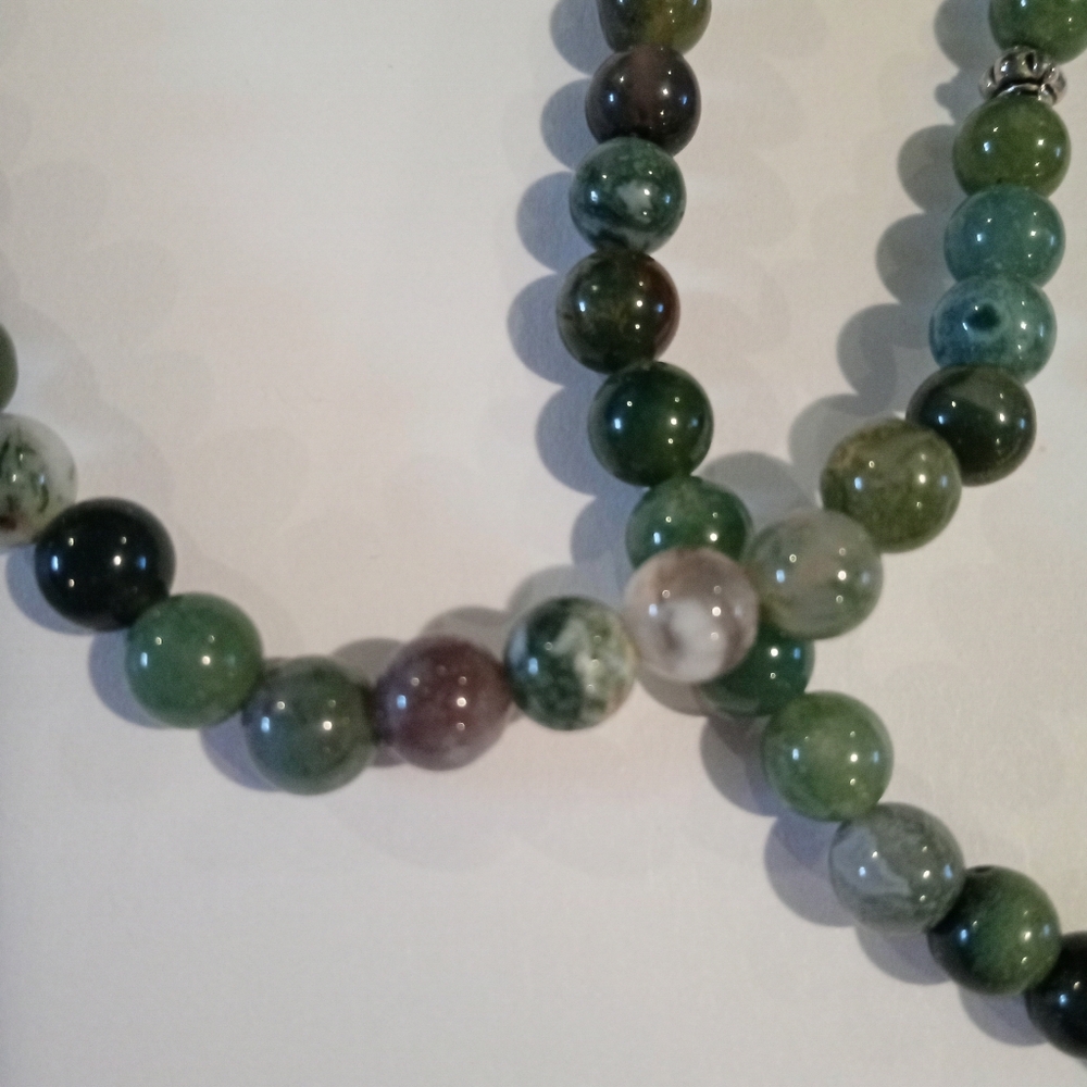 VTG Natural Stone Indian Agate Mala Necklace Properties CleansingStrength Energy - Picture 4 of 7